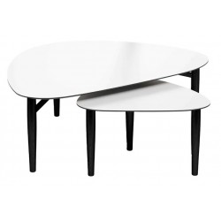 Katrine | Coffee table set | White nano laminate / Black lacquered oak