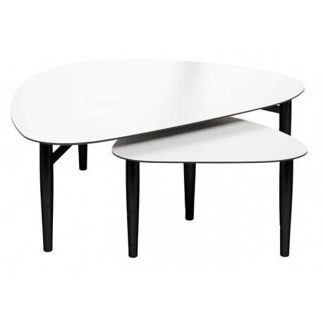 Katrine | Coffee table set | White nano laminate / Black lacquered oak