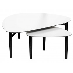 Thomsen Furniture| Katrine | Coffee table set in white nano laminate and with black lacquered oak legs