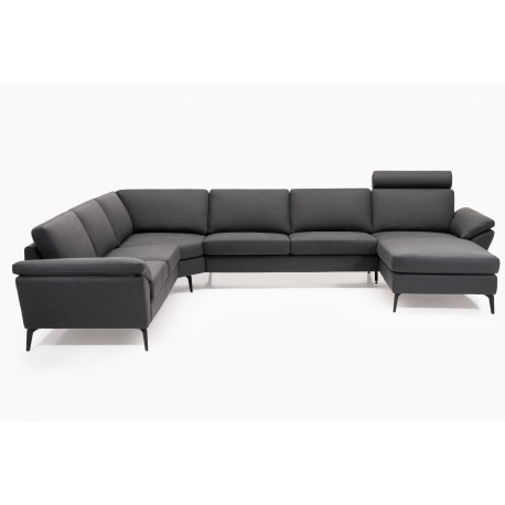 Amager Leather Corner Sofa with Chaise Lounge - Right