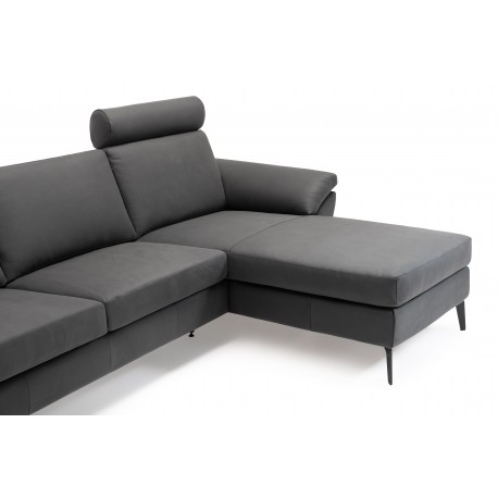 Amager Leather Corner Sofa with Chaise Lounge - Right