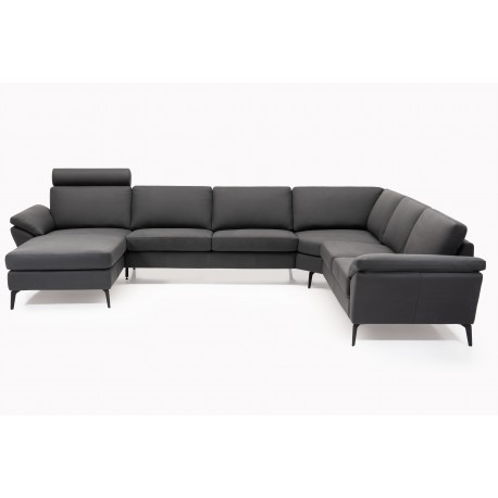 Amager Leather Corner Sofa with Chaise Lounge - Left