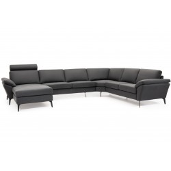 Amager Leather Corner Sofa with Chaise Lounge - Left