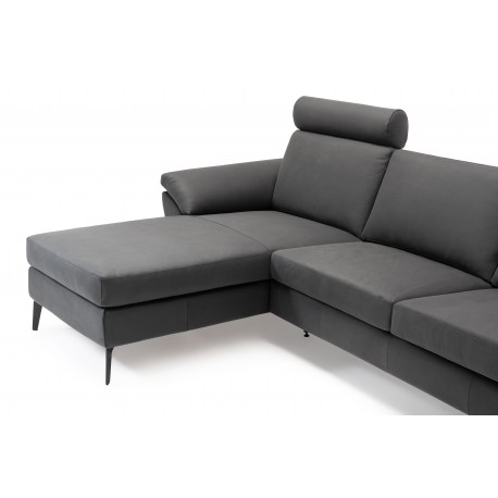 Amager Leather Corner Sofa with Chaise Lounge - Left