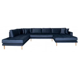 Carl Knudsen | Corner Sofa with Right Chaise Lounge | Dark blue Velvet