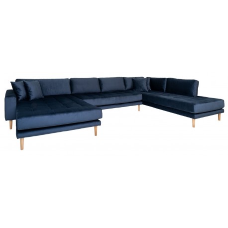 Carl Knudsen | Corner Sofa with Left Chaise Lounge | Dark blue Velvet