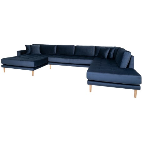Carl Knudsen | Corner Sofa with Left Chaise Lounge | Dark blue Velvet