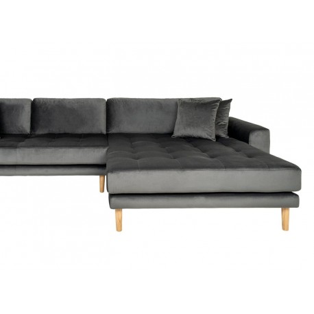 Carl Knudsen | Corner Sofa with Right Chaise Lounge | Dark grey Velvet