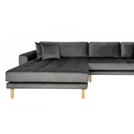Carl Knudsen | Corner Sofa with Left Chaise Lounge | Dark grey Velvet