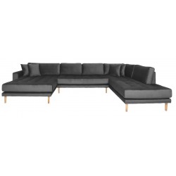 Carl Knudsen | Corner Sofa with Left Chaise Lounge | Dark grey Velvet
