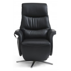 Bellahøj Armchair with Built-in Footrest and Lift Function | Black Semianiline leather