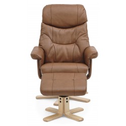 Fjord Leather Armchair incl. Footstool | Cognac