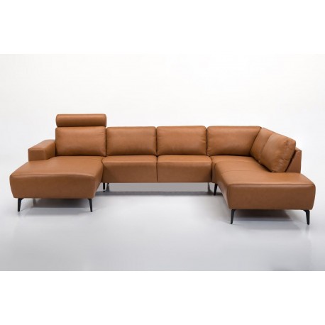 Copenhagen corner sofa with chaise longue Cognac