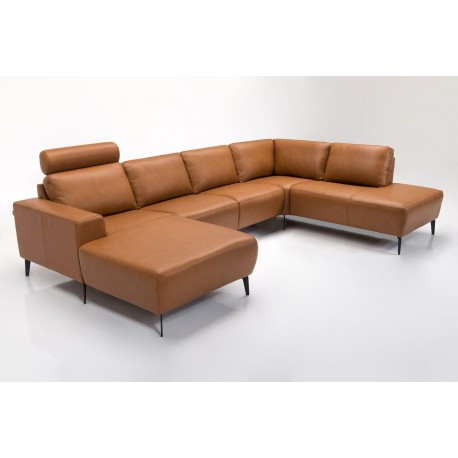 Copenhagen corner sofa with chaise longue Cognac