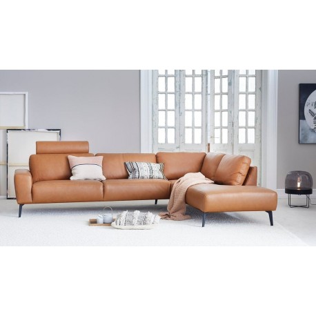 Copenhagen corner sofa with chaise longue Cognac