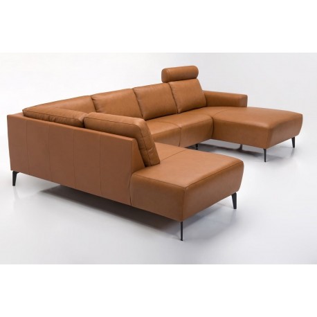 Copenhagen corner sofa with chaise longue Cognac