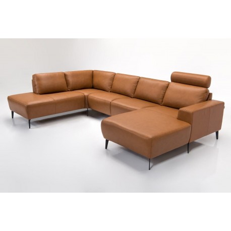 Copenhagen corner sofa with chaise longue Cognac