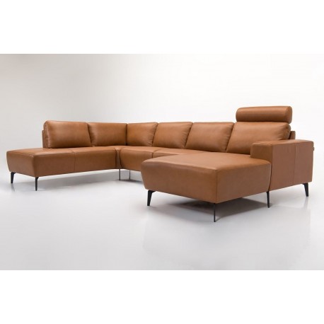 Copenhagen corner sofa with chaise longue Cognac