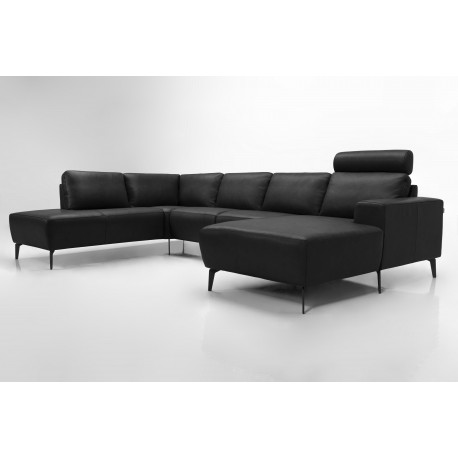 Copenhagen corner sofa with chaise longue Black - Right