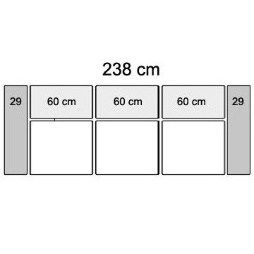 238 cm with 3 seater