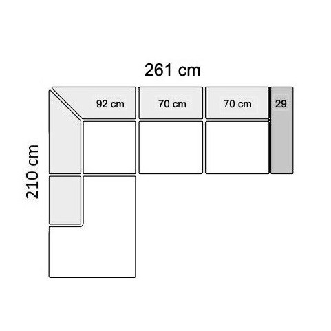 261 cm - venstrevendt