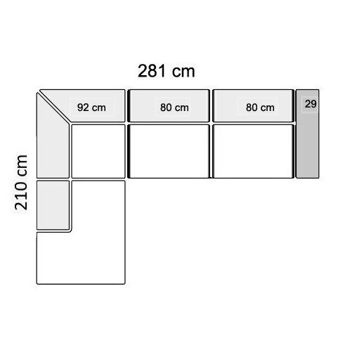 281 cm - venstrevendt