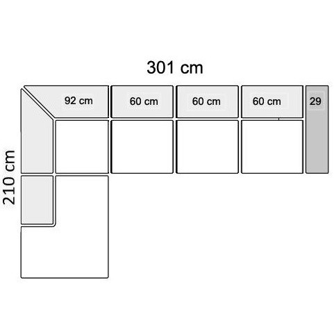 301 cm with 3 seater - Left