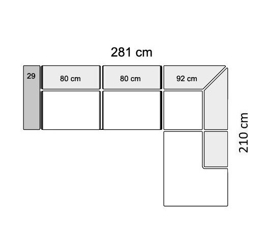 281 cm - Højrevendt