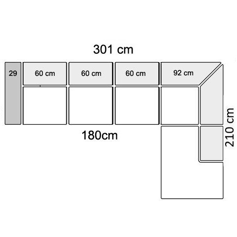 301 cm - Right with 3 seater