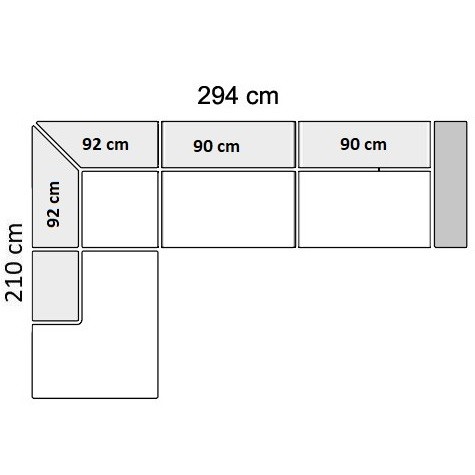 294 cm with 2 seater - Left