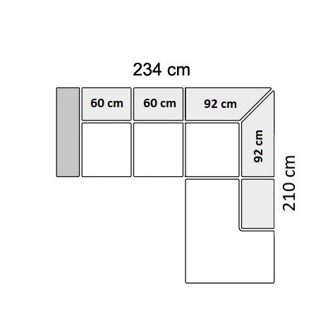 234 cm - Højrevendt