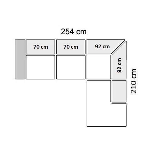 254 cm - Højrevendt