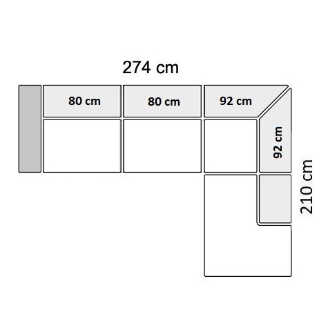 274 cm - Højrevendt