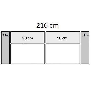 216 cm ( 2 sæder )