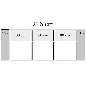 216 cm (3 sæder)