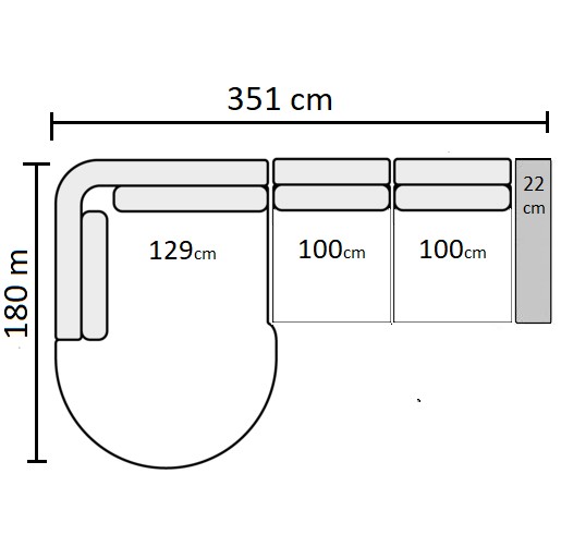 351 cm - Venstrevendt