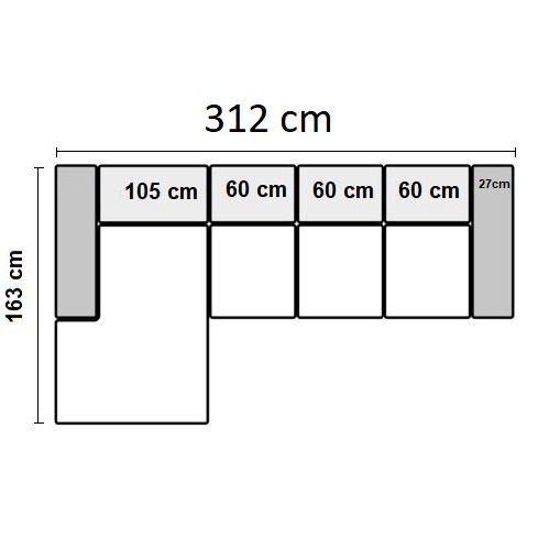 312 312 Venstrevendt med 2 sæder